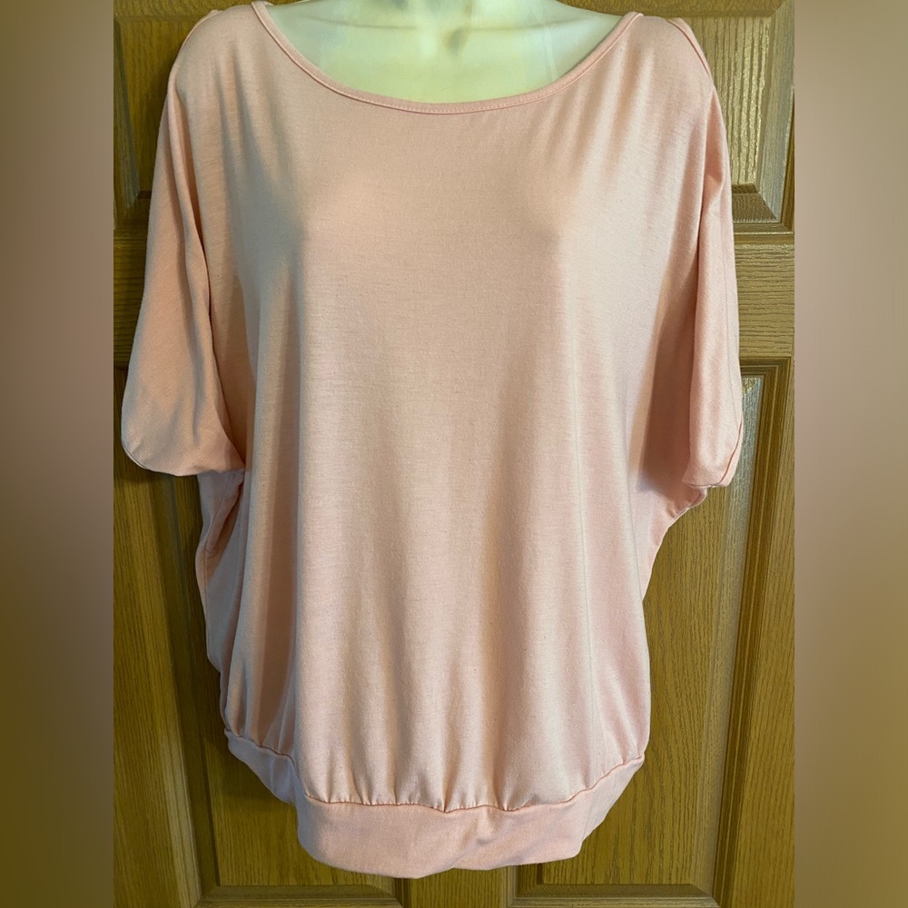 Shein pale pink, stretch blouse with cut out sleeves, Sz. Large.